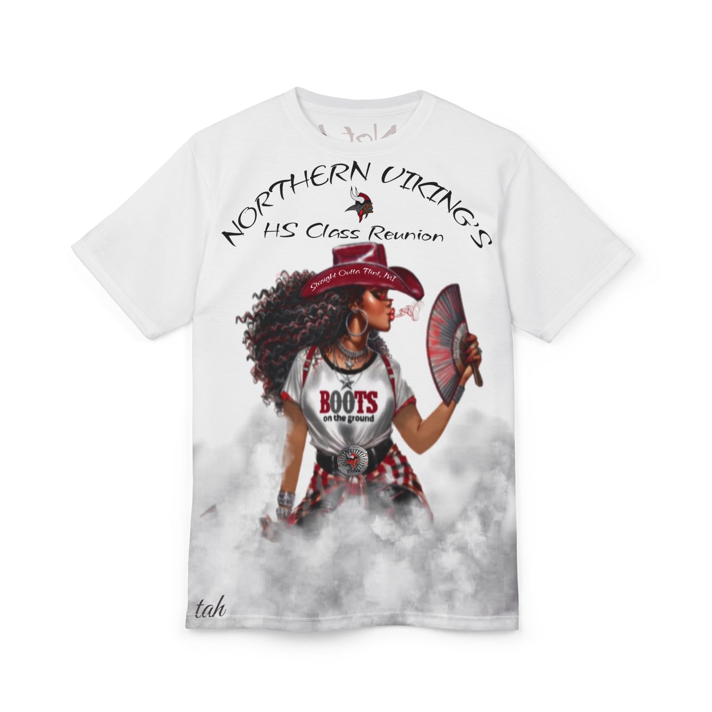 White Tee Shirt white: Flint, Michigan Northern High Class Reunion and Tailgate Vibes by Viking Tah