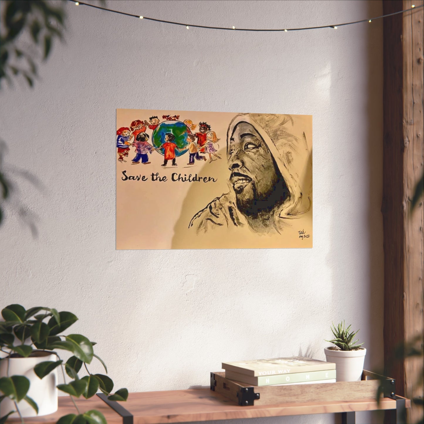 Art Poster - Save the Children Fine Art Print for Hopeful Future