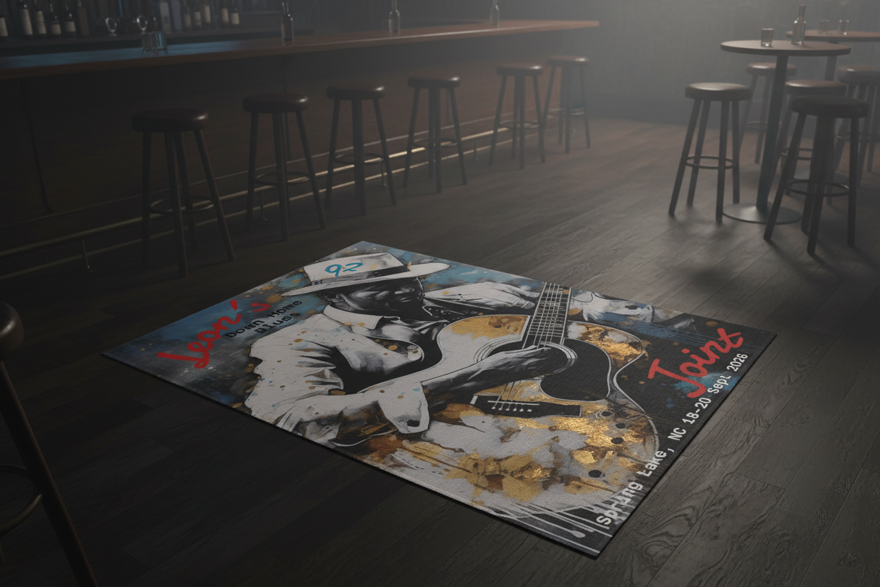 Outdoor Rug — Down Home Blues Vintage Poster Design (Leon’s Joints)
