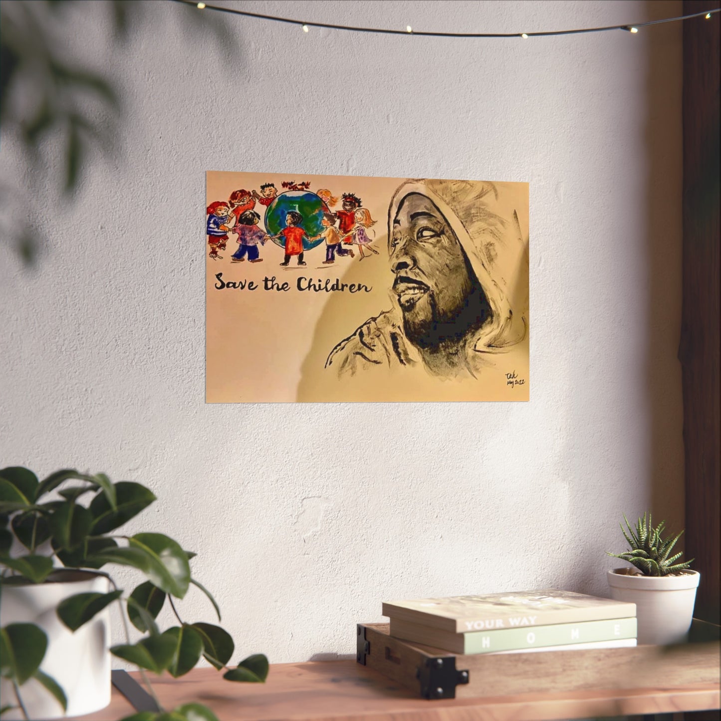 Art Poster - Save the Children Fine Art Print for Hopeful Future