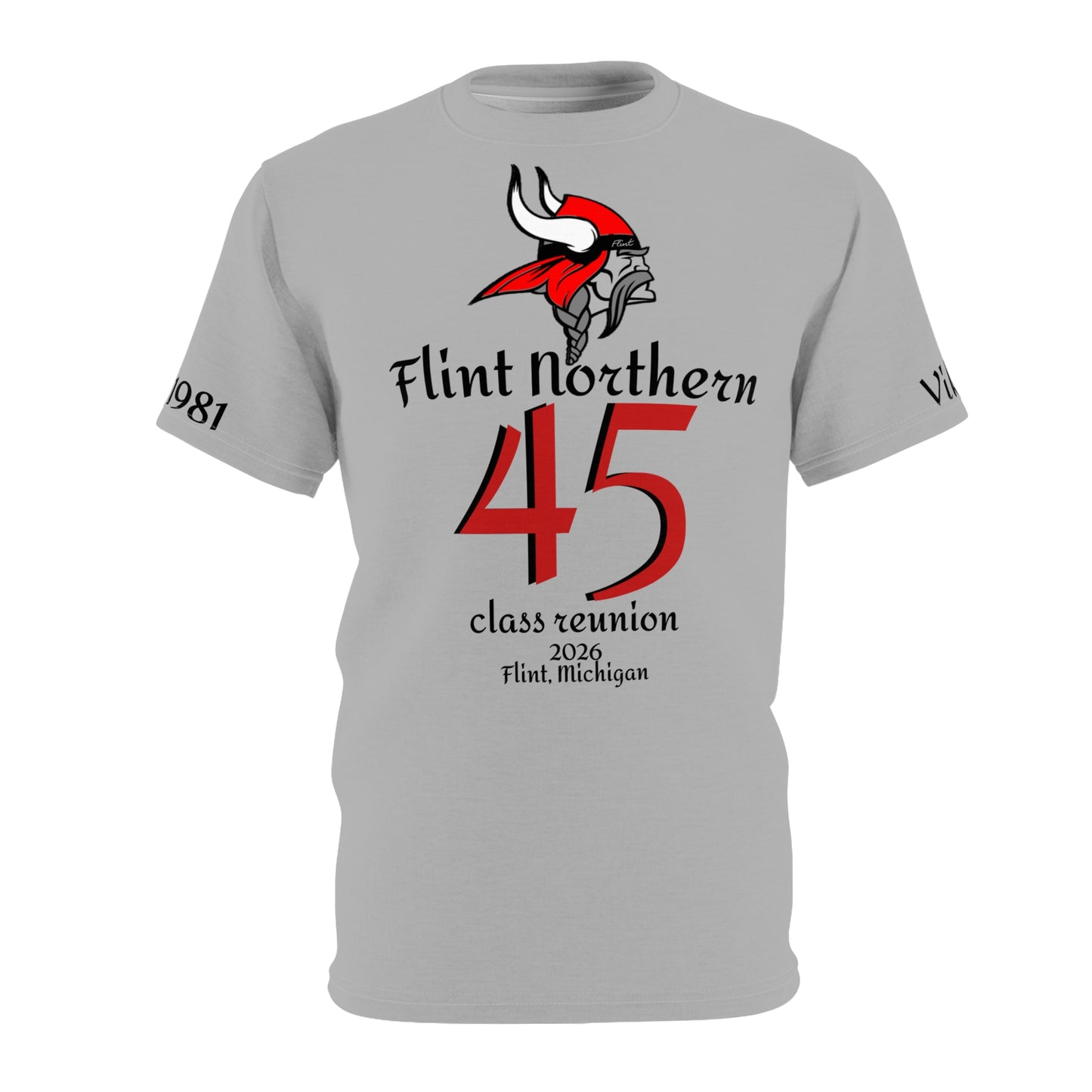 Northern Vikings Class 1981 Unisex Cut & Sew Tee Color Gray Nothing on the back. Designed by tah Straight Outta Flint Northern.