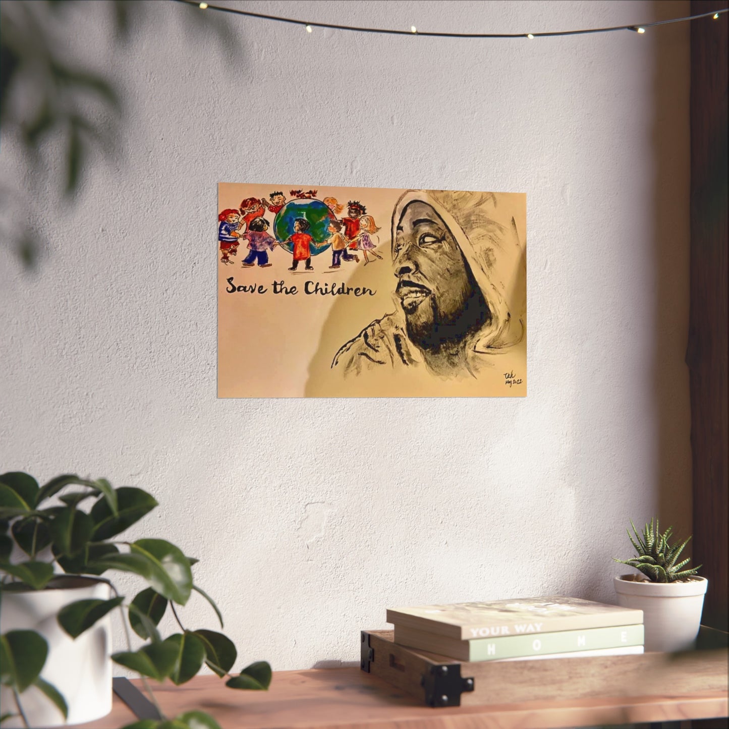 Art Poster - Save the Children Fine Art Print for Hopeful Future