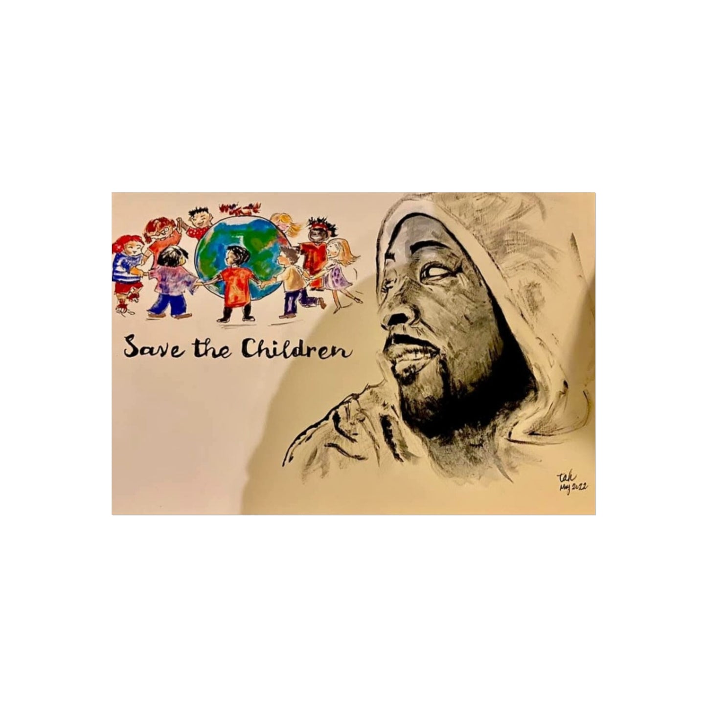Art Poster - Save the Children Fine Art Print for Hopeful Future