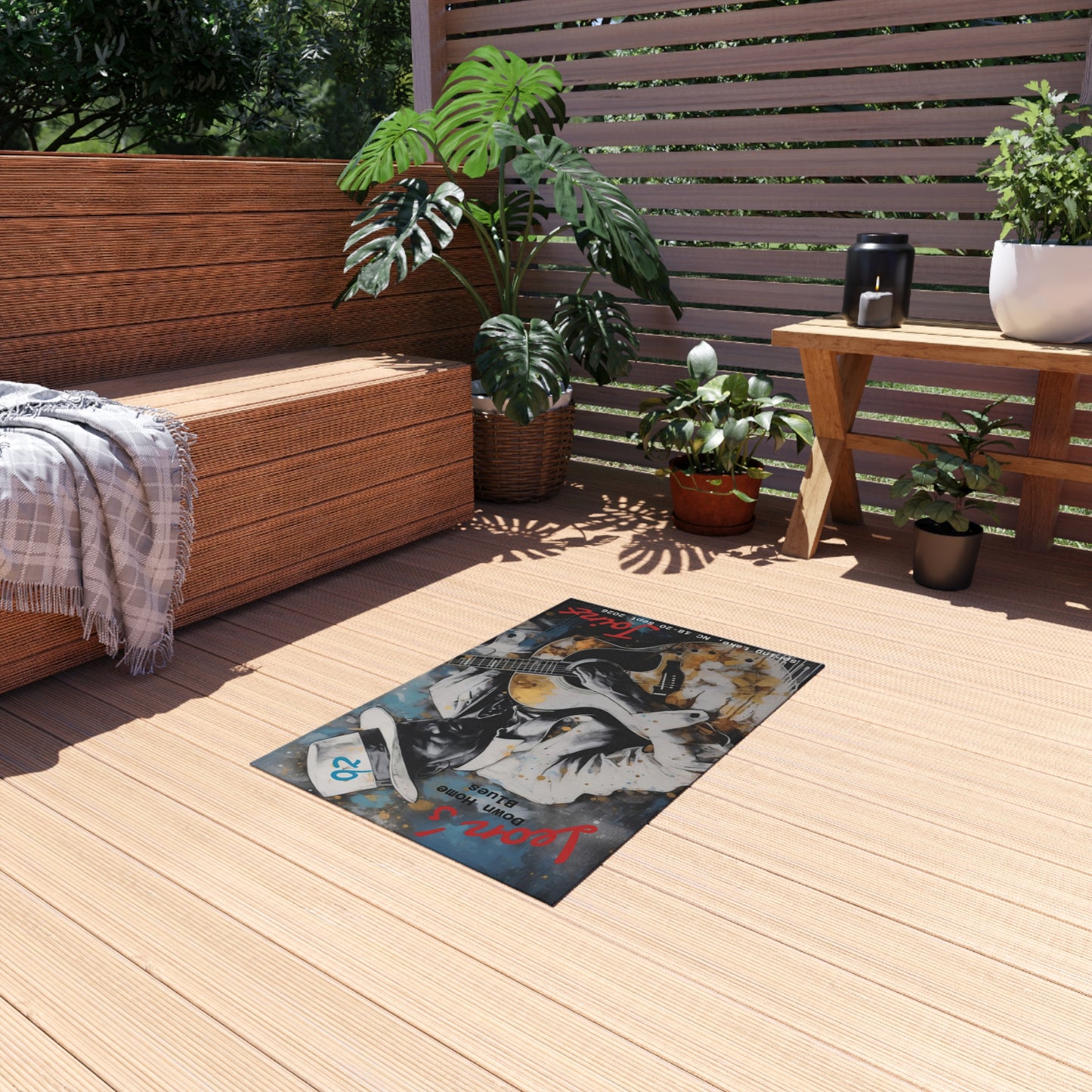 Outdoor Rug — Down Home Blues Vintage Poster Design (Leon’s Joints)