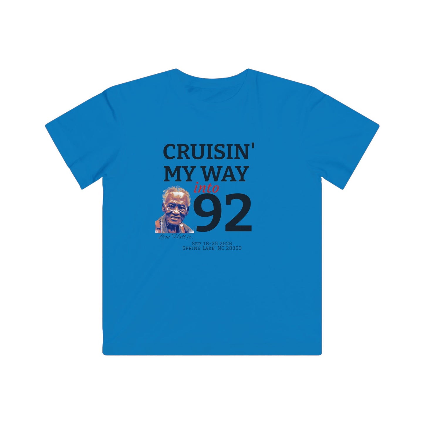 Youth T‑Shirt — "Cruisin' My Way into 92" Birthday Tee (Funny Senior Birthday Design)