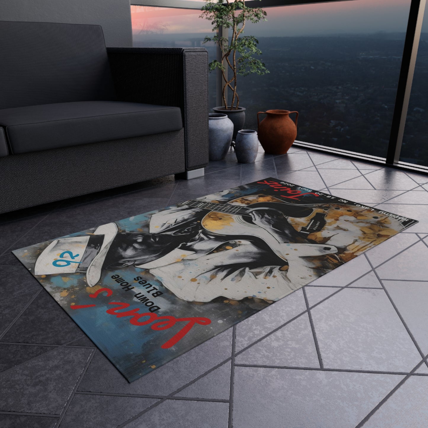Outdoor Rug — Down Home Blues Vintage Poster Design (Leon’s Joints)
