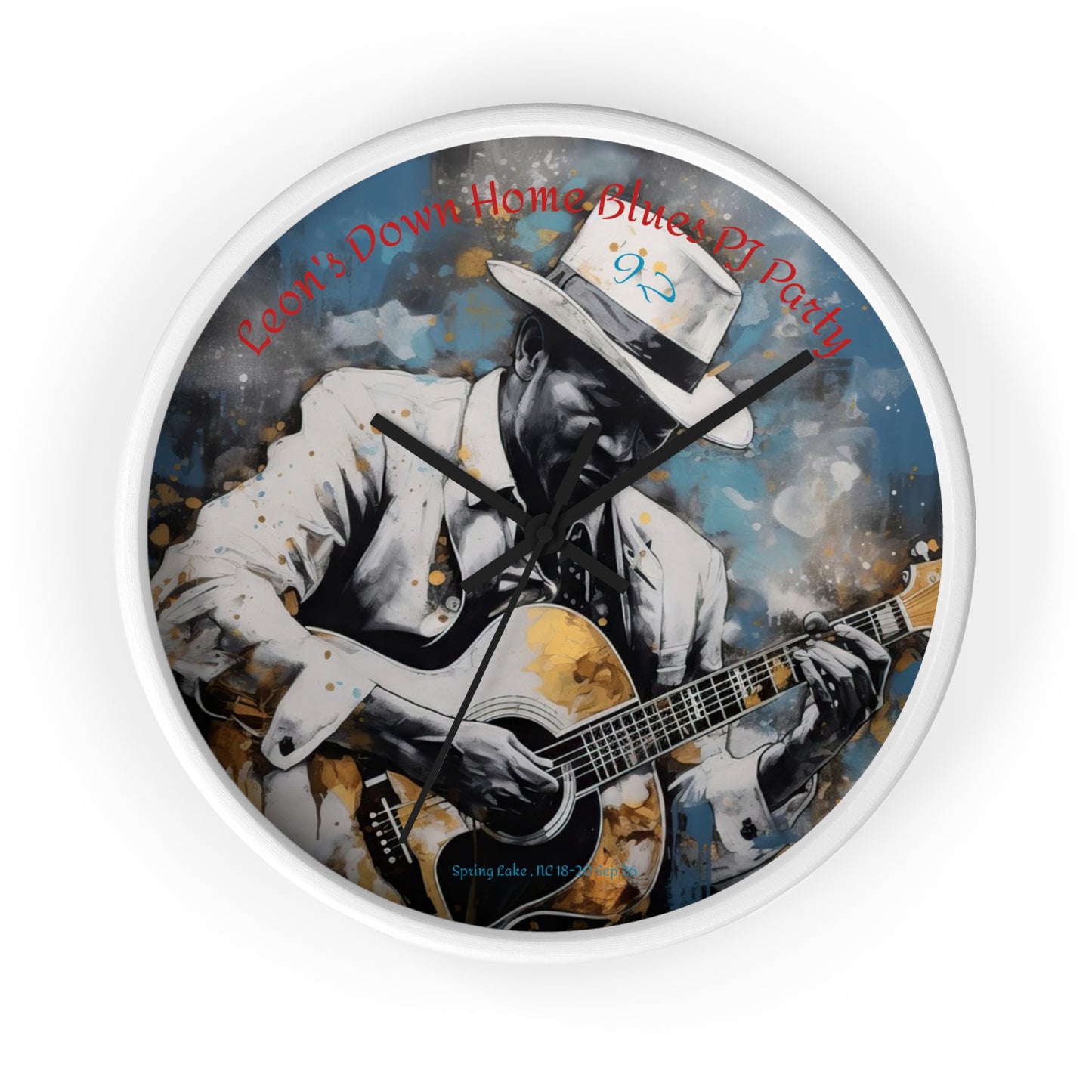 Leon's Down Home Blues  Wall Clock — Vintage Musician Art Clock