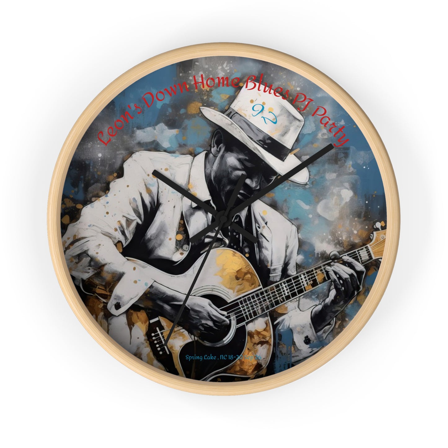 Leon's Down Home Blues  Wall Clock — Vintage Musician Art Clock