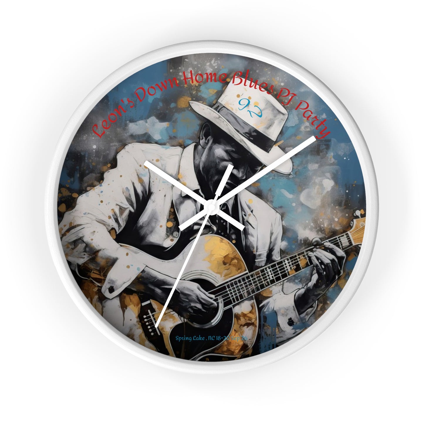 Leon's Down Home Blues  Wall Clock — Vintage Musician Art Clock