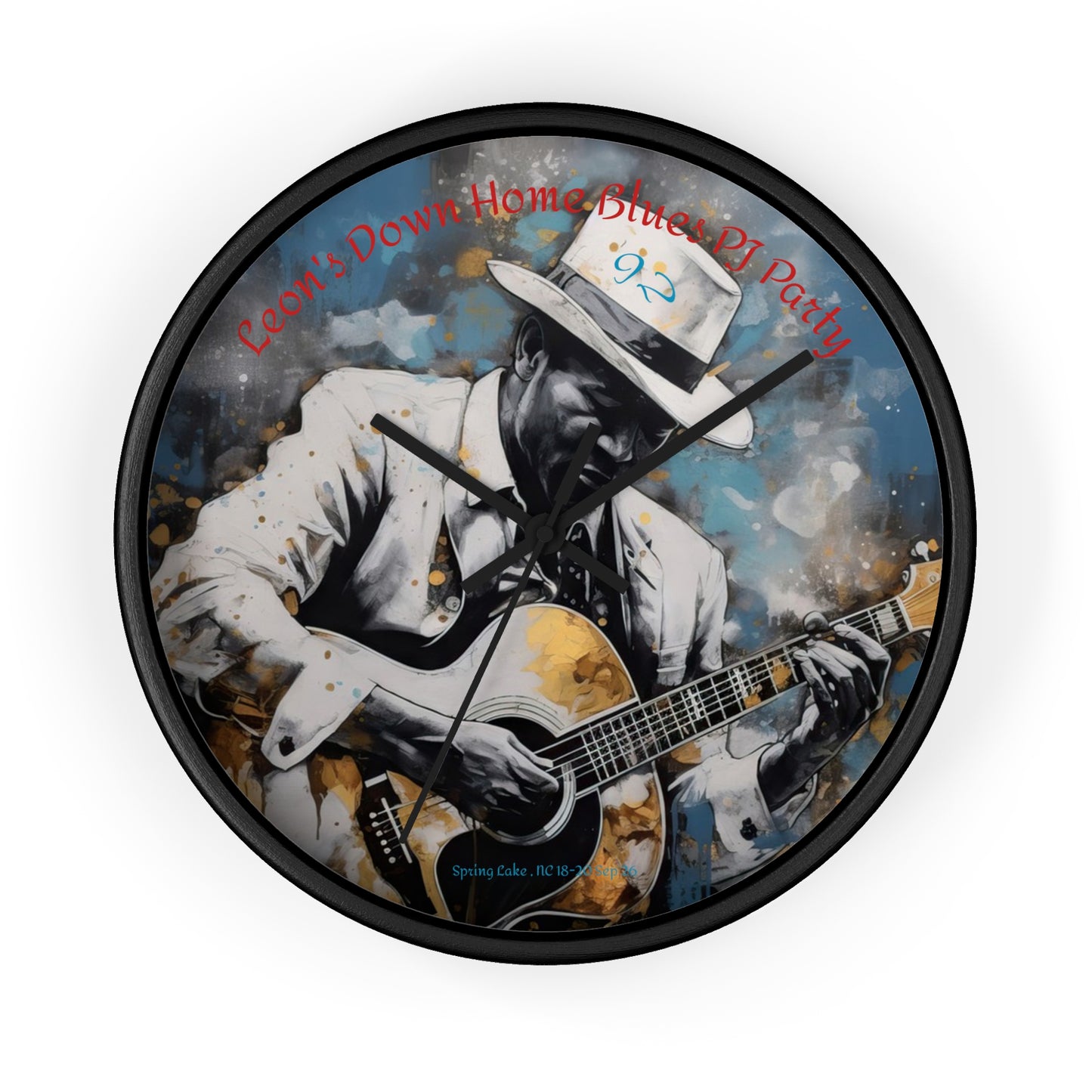 Leon's Down Home Blues  Wall Clock — Vintage Musician Art Clock