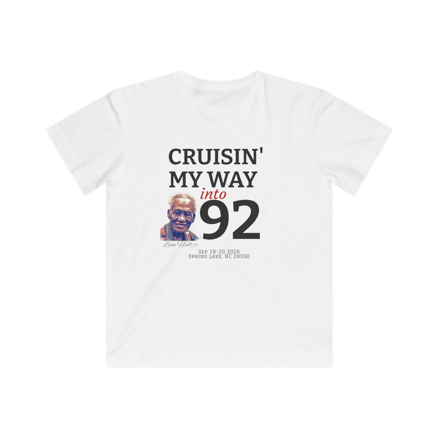 Youth T‑Shirt — "Cruisin' My Way into 92" Birthday Tee (Funny Senior Birthday Design)