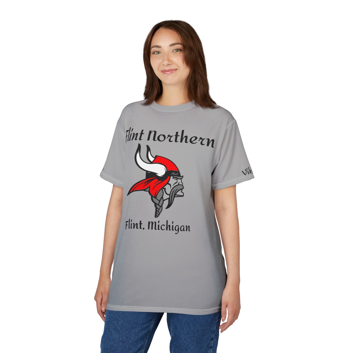 Northern Vikings  plain Unisex Cut & Sew Tee Color Gray Nothing on the back. Designed by tah Straight Outta Flint Northern.