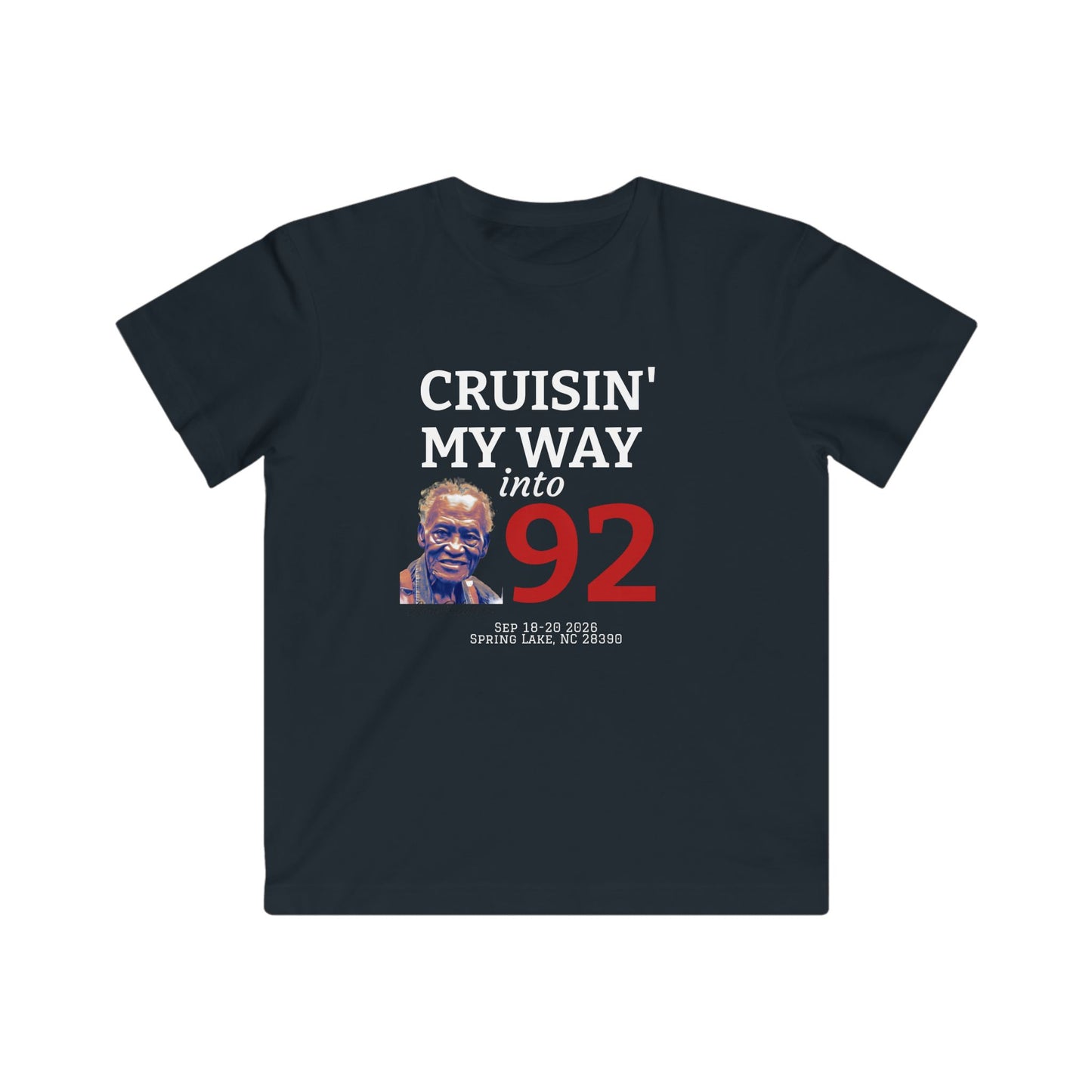 Youth T‑Shirt — "Cruisin' My Way into 92" Birthday Tee (Funny Senior Birthday Design)