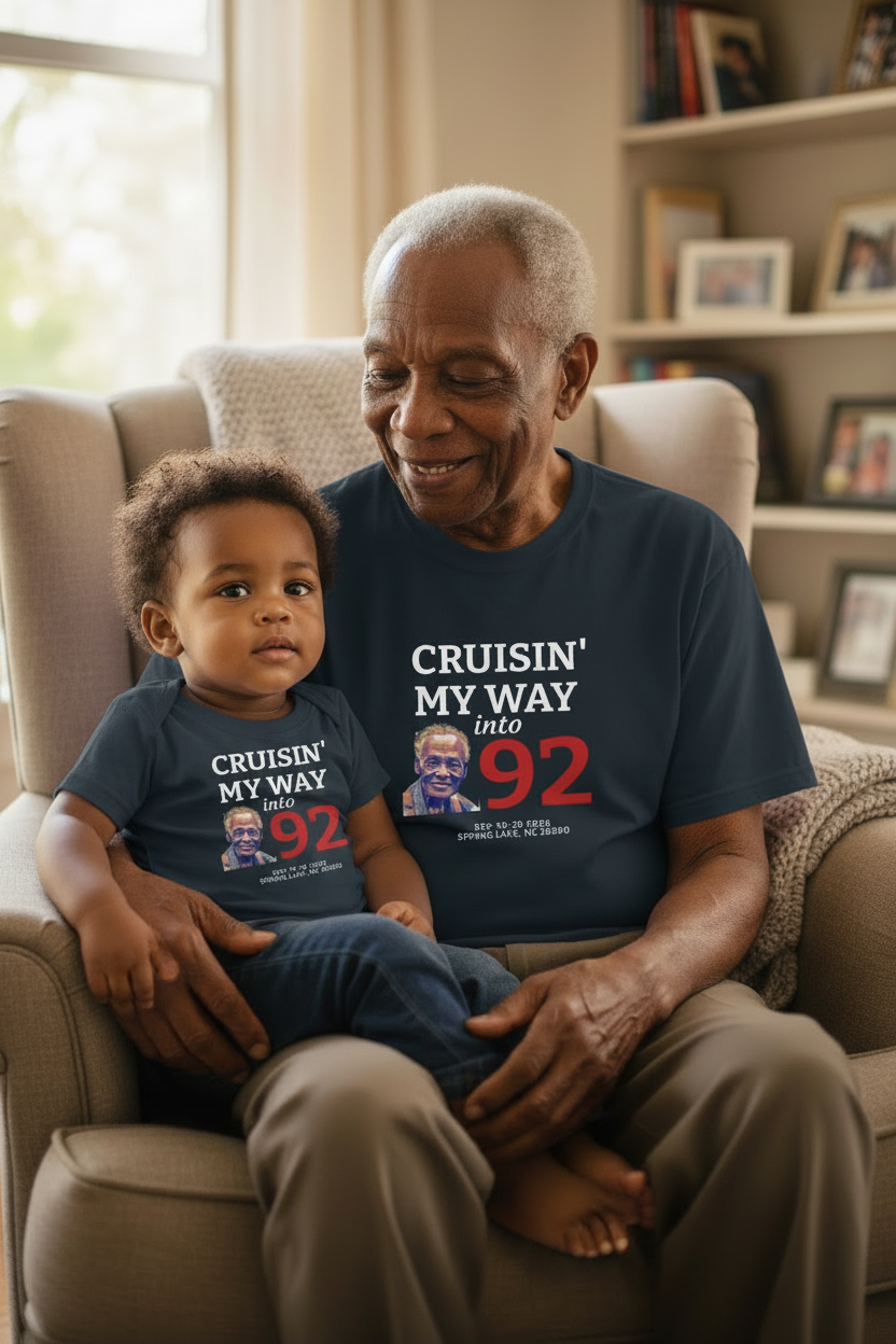 Youth T‑Shirt — "Cruisin' My Way into 92" Birthday Tee (Funny Senior Birthday Design)