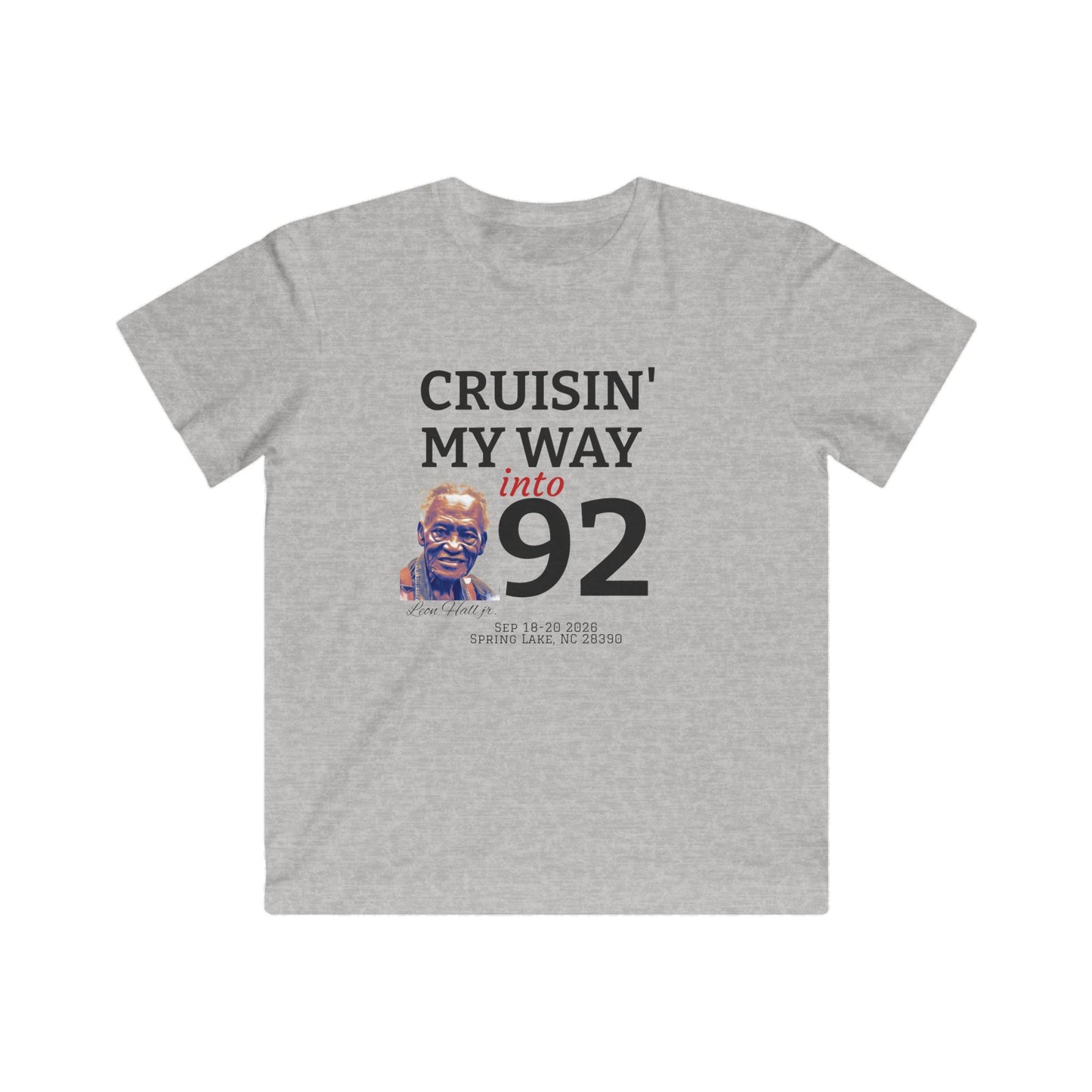 Youth T‑Shirt — "Cruisin' My Way into 92" Birthday Tee (Funny Senior Birthday Design)