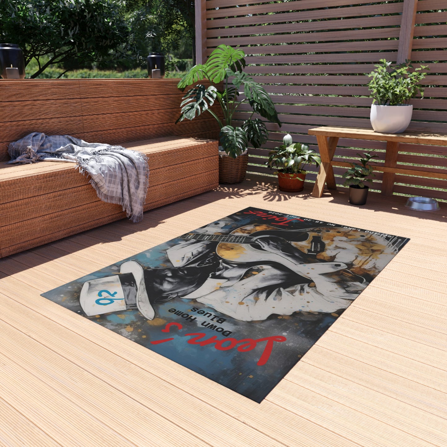 Outdoor Rug — Down Home Blues Vintage Poster Design (Leon’s Joints)
