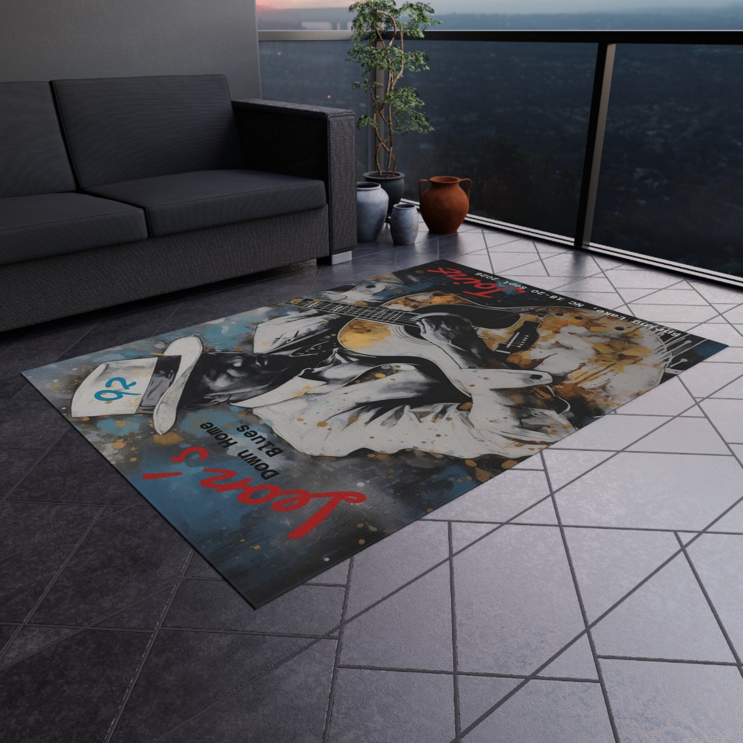 Outdoor Rug — Down Home Blues Vintage Poster Design (Leon’s Joints)