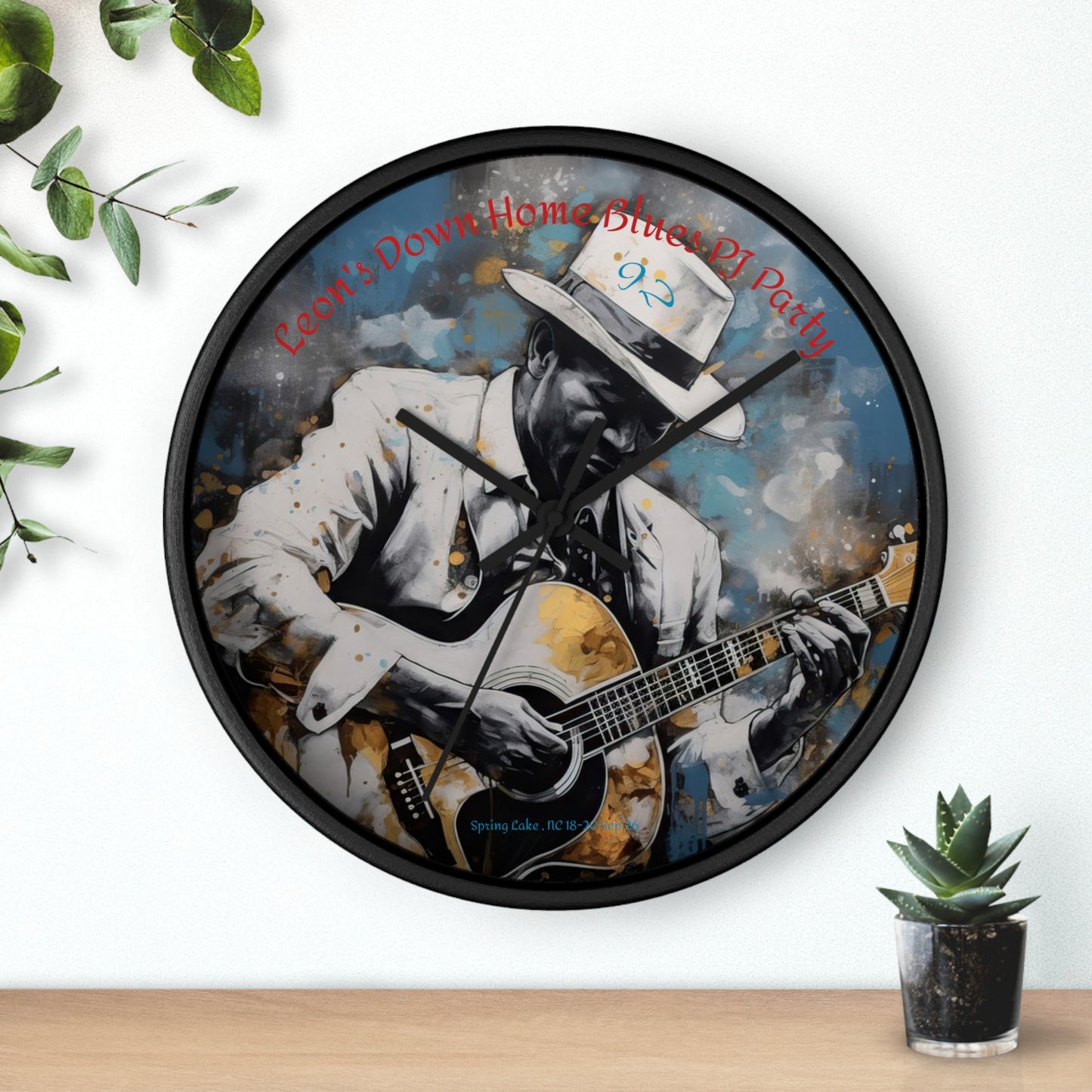 Leon's Down Home Blues  Wall Clock — Vintage Musician Art Clock