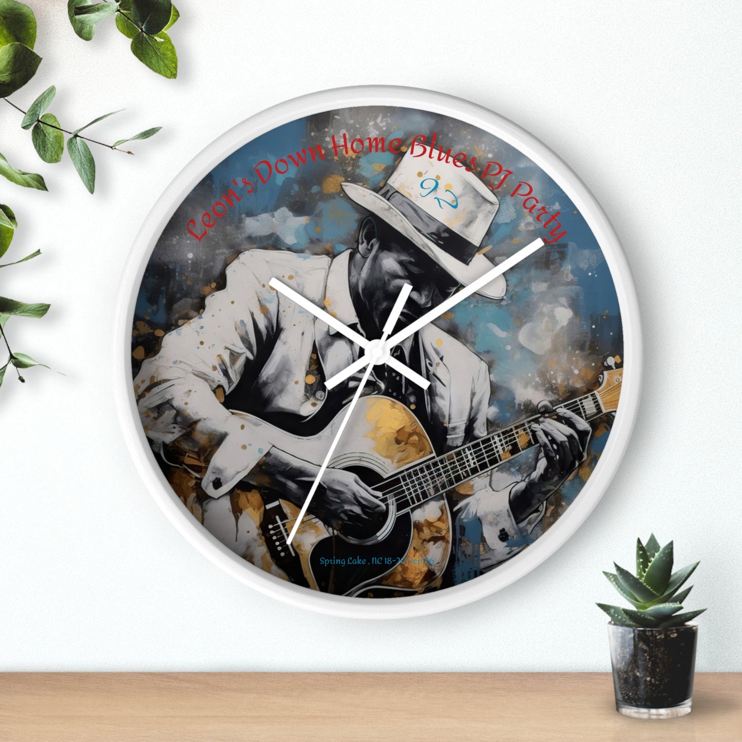Leon's Down Home Blues  Wall Clock — Vintage Musician Art Clock