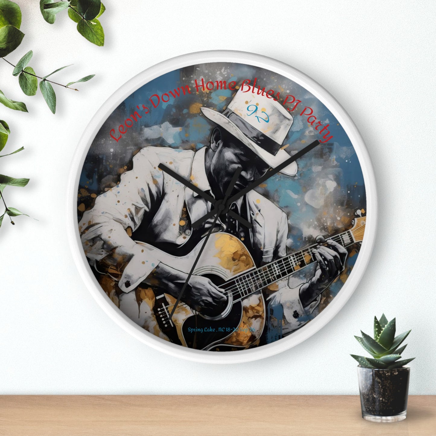 Leon's Down Home Blues  Wall Clock — Vintage Musician Art Clock