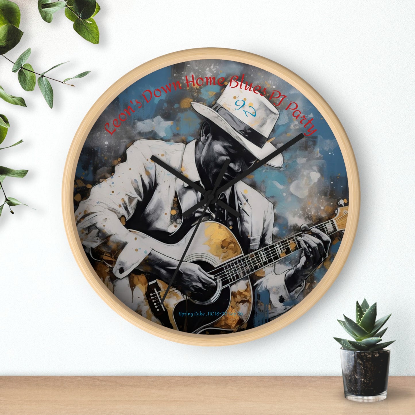 Leon's Down Home Blues  Wall Clock — Vintage Musician Art Clock