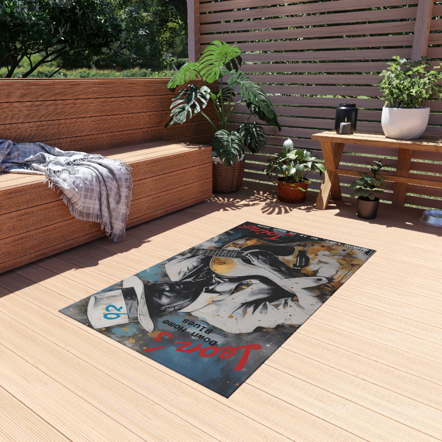 Outdoor Rug — Down Home Blues Vintage Poster Design (Leon’s Joints)