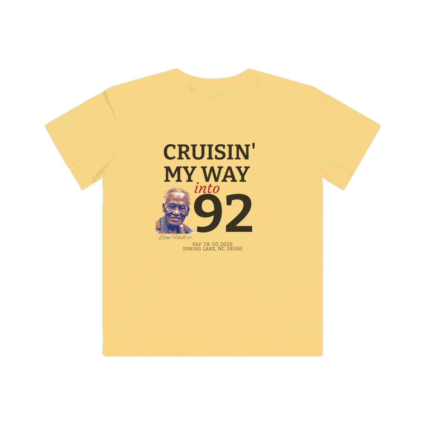 Youth T‑Shirt — "Cruisin' My Way into 92" Birthday Tee (Funny Senior Birthday Design)