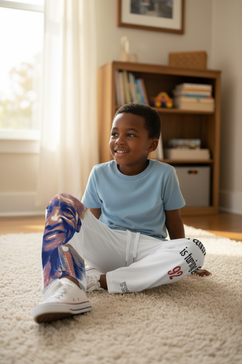 LeonJr92 Kids Lounge Pants - Personalized Grandparent Birthday Design (e.g., "My Grand Daddy is turning 92")