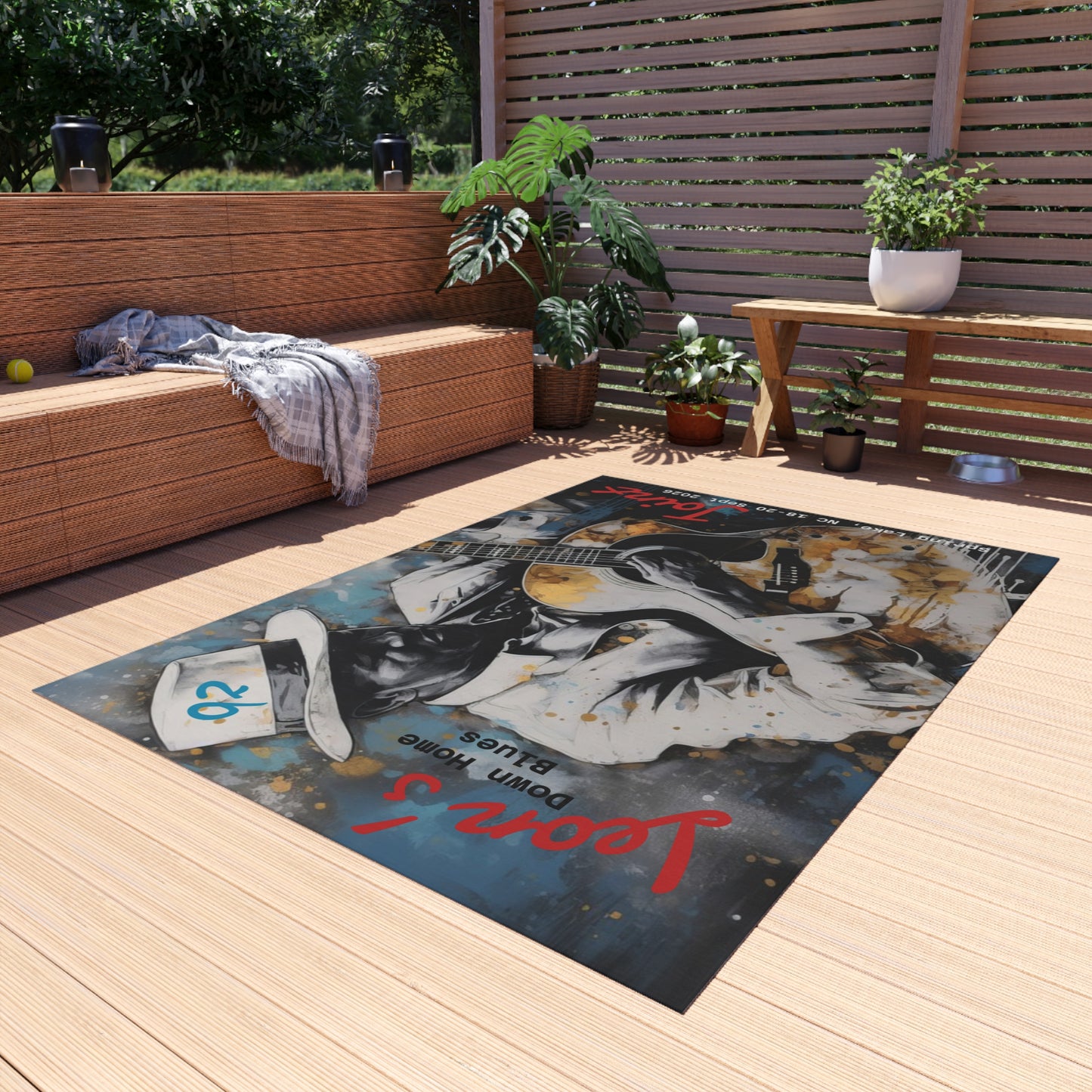 Outdoor Rug — Down Home Blues Vintage Poster Design (Leon’s Joints)